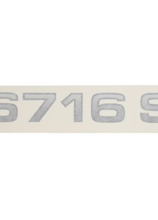 Gray adhesive numbers and letter "6716 S" displayed on a white background, part of the AGCO Decal (Acw0255180). No current product information available.