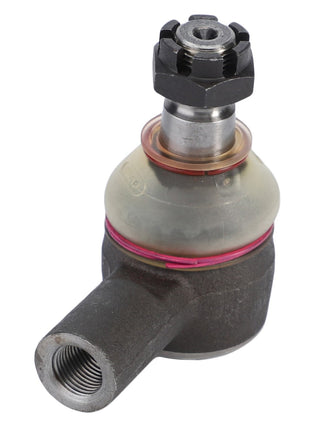 Introducing the AGCO | Tie Rod End - 0.010.2459.0, a metal component commonly found in AGCO machinery, which includes a threaded end and features a spherical ball joint secured by a metal nut and retaining ring.