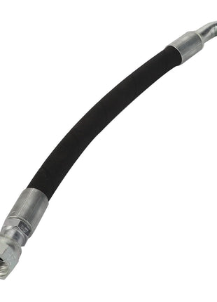 The AGCO Hydraulic Hose - Acw1842490 is a flexible hose featuring metal fittings on both ends, with one end slightly angled. No current product description information is available.