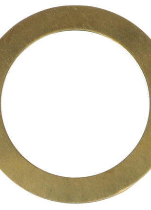 A circular brass washer, model AG123343 by AGCO, with a large central hole is showcased against a white background, highlighting its simple yet functional design.