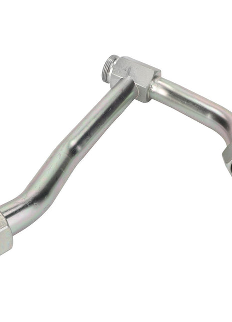 AGCO's Tube - Acx2485960: A metal pipe featuring two bends and hexagonal fittings on both ends.