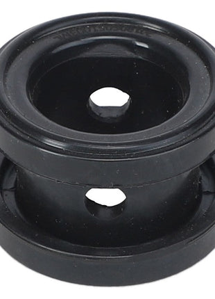 The AGCO | VALVE SEAT - AG714002 features a black rubber grommet with two circular holes, designed to protect or insulate wires passing through it.
