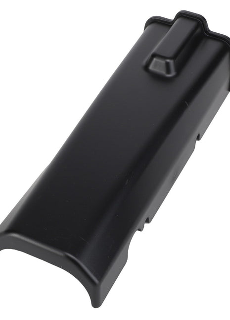 The AGCO COVER - AL10418346 is a black piece of molded plastic featuring a curved, indented top and a small protrusion near one end. Currently, no additional product description information is available.