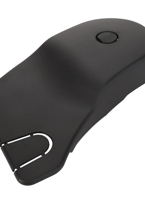 The AGCO Cover - F339500030020, a black plastic cover featuring a button and slot cutout, is designed to protect or conceal an underlying component. No Current Product Description Available.