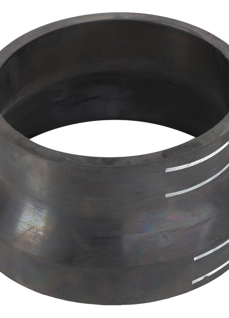 A dark-colored, cylindrical metal pipe reducer with a smooth surface and several parallel white markings on one end. Product: AGCO | Hose - Acw1876010 by AGCO. No additional product description information is available.