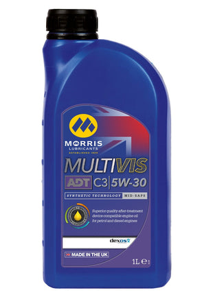 A 1-liter blue bottle of AGCO | Oil - Vacc3471 synthetic technology engine oil, suitable for Valtra and Massey Ferguson tractors. The bottle features product details and a "Made in the UK" label.