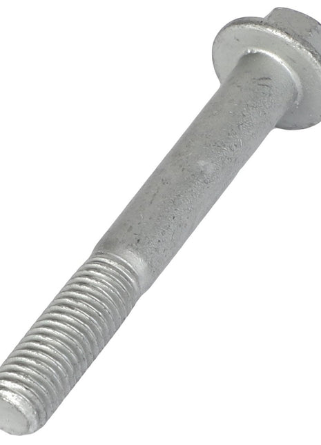 Close-up of an AGCO Hex Flange Head Machine Screw - Acw1041280 with a hexagonal head and threaded shaft, lying on a white background. There is currently no product description information available for this item.