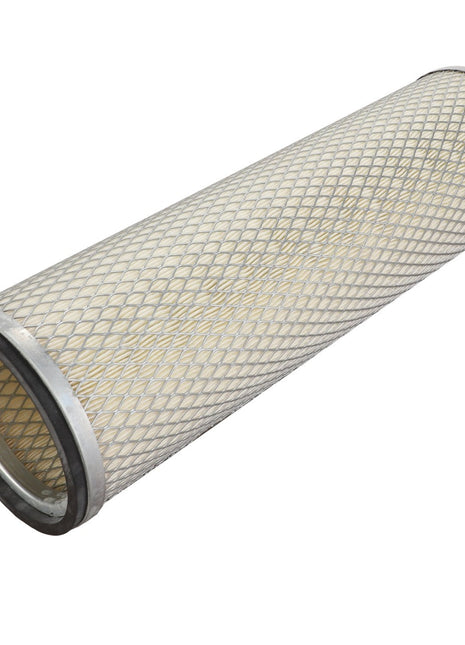 The AGCO | Engine Air Filter - D46480034 from AGCO features a cylindrical design with a durable metal mesh exterior and an open end, ensuring 99.9% filtration efficiency to protect your engine in air filtration systems.