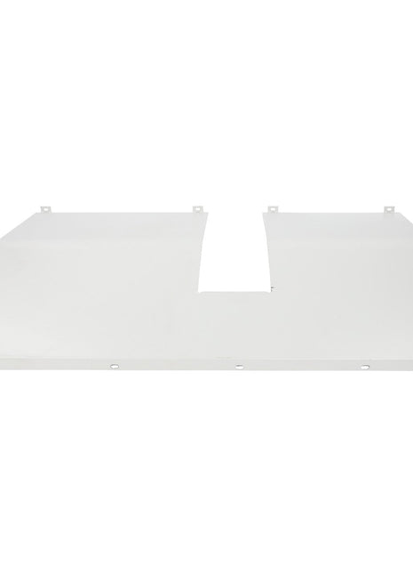 Flat, rectangular white AGCO WEARPLATE (D28285812) with a central cutout and four small tabs protruding from the top and bottom edges.