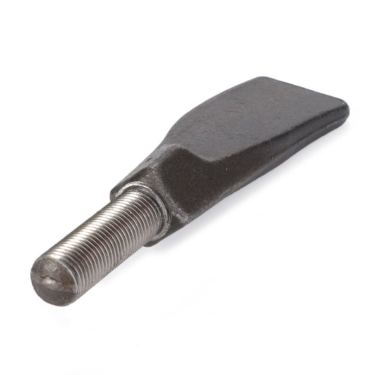 A metallic tool named AGCO | Tooth - La301172230, featuring a threaded cylindrical end and a flat, wedge-shaped opposite end, displayed on a white background. No further description available.