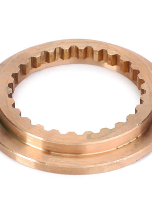 The AGCO | Stop - 4300587M1 is a bronze gear ring with an internal toothed pattern, specifically designed for mechanical applications and commonly used in Massey Ferguson models like the MF 6480 with Dyna-6 transmissions.