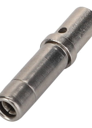 The AGCO Socket - 0971-31-79-00 is a cylindrical metal pin, likely compatible with Valtra or Massey Ferguson machinery, featuring a hollow end and a small hole near the middle for electrical or mechanical connections.