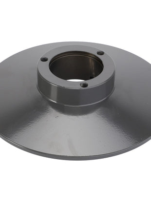 The AGCO Disc - La300132630 features a metal disc flange with a central cylindrical hub and three mounting holes. The surface is smooth and reflective with a gray finish, offering a unique combination of features not currently described in our catalog.