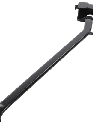 The AGCO | LEFT HAND LATCH - 0.010.7077.3 is a metal bracket featuring a long, straight arm with mounting holes at each end. For any ordering questions, please contact support.