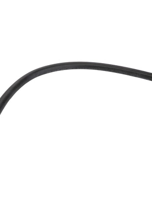 The AGCO | Hydraulic Hose - Acw139936A, a black rubber hose with flexibility, is slightly bent in an arc shape against a white background.