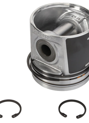 The AGCO Piston - ACP0363600 is a high-quality metal piston featuring two circular clips, designed to enhance engine performance. Built using superior materials, AGCO ensures durability and reliability in every application with this outstanding component.