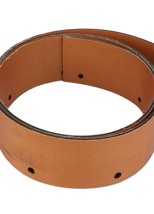 The AGCO SEAL - D28480158 is a brown abrasive belt with visible perforations along its length, designed for sanding or grinding surfaces. Please note: No current product description information is available at the moment.