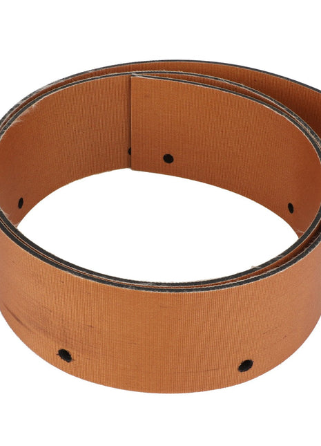 The AGCO SEAL - D28480158 is a brown abrasive belt with visible perforations along its length, designed for sanding or grinding surfaces. Please note: No current product description information is available at the moment.