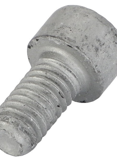 Close-up of a single, worn, cylindrical metal screw with a hex socket head and partially threaded shank. This product is the AGCO | Socket Head Setscrew - Acw1047300 by AGCO.