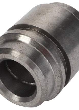 Close-up of the AGCO HOUSING - V31004400, a cylindrical metal mechanical part featuring a hollow center and grooved sections. Brand: AGCO. No current product description information available.