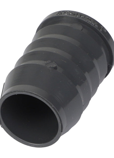 The AGCO | Plug - Acx3653020 is a black, ridged cylindrical connector with a tapered end designed for joining two pipes or hoses. Currently, no product description information is available.