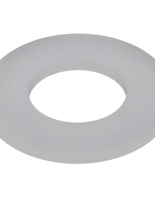 A white, smooth, ring-shaped object with a central hole, identified as the AGCO | WASHER - D28430197 by the brand AGCO, is set against a clean, white background.