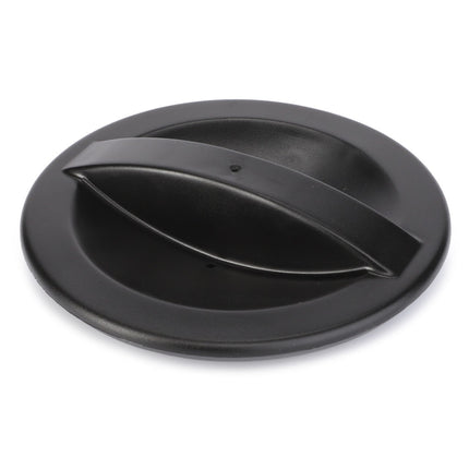 A black plastic lid with a handle, likely used as a cover for a small pot or container, reminiscent of the robust design you'd find on Massey Ferguson equipment, officially known as the AGCO Plug - 4271259M4.