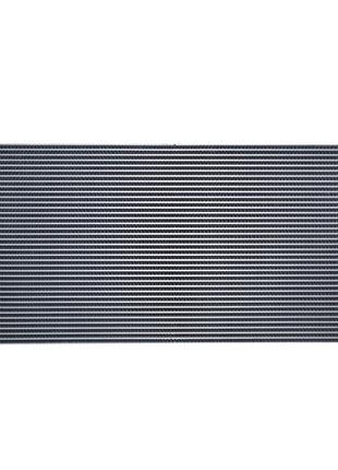 The AGCO Water Cooler - Acw0485640 is a horizontal metal radiator featuring two inlet/outlet pipes on the left side and thin, evenly-spaced fins running along its length. Currently, no product description information is available for this model.