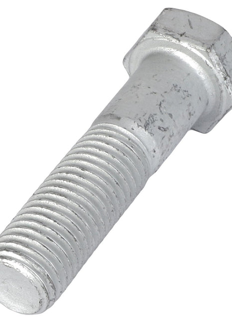 A close-up of an AGCO Hexagonal Head Bolt - Sn1753, showcasing its silver threading and hexagonal head, lying on a white background. No current product description available.