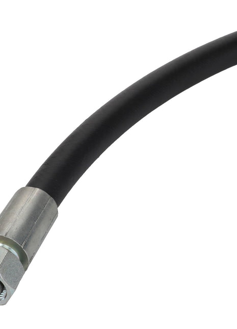 A flexible black hose with a metal connector on one end, the AGCO HYDRAULIC HOSE - ACY1567510 by AGCO. Unfortunately, no current product description information is available.