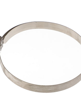 A metal hose clamp with a screw adjustment mechanism, labeled "AGCO | CLAMP - AG522377" by the brand AGCO, is displayed in an open position on a plain background. No current product description information is available.