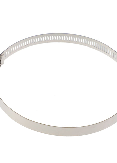 The AGCO | HOSE CLAMP - AG561239, a metal hose clamp with a screw mechanism for tightening, is shown in an open position. Unfortunately, there is no additional product description information available at this time.