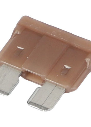 Close-up of the AGCO FUSE 5A - AG562933, featuring a brown automotive blade design with two metal prongs and a transparent plastic top.