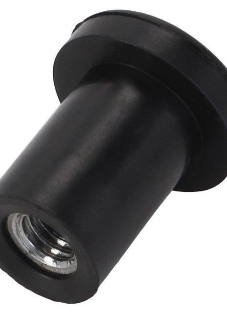 A black AGCO cylindrical threaded insert, featuring a flanged top, is positioned on a white background. This product is identified as the AGCO Shock Absorber - Acw1390940. Unfortunately, no additional product description information is available at this time.