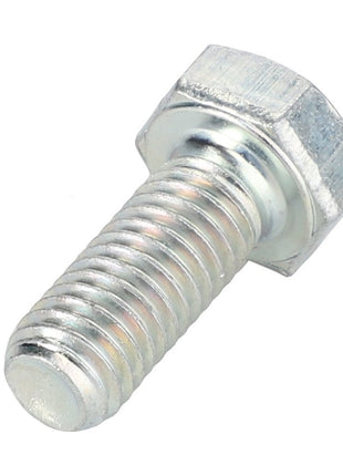Close-up of the AGCO Hexagonal Head Bolt - La16043431, featuring coarse threading and a shiny finish. No current product description available.