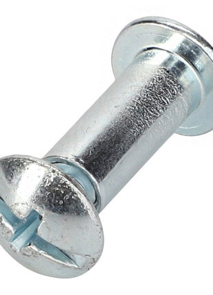 A close-up of the AGCO | Set Screw - Acw1392770, featuring a slotted head and a cylindrical body, showcasing its detailed craftsmanship. No current product description information available.