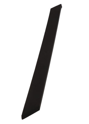 The AGCO Foam Seal - Acw381079A is a long, black, rectangular bar with one end tapered to a point.
