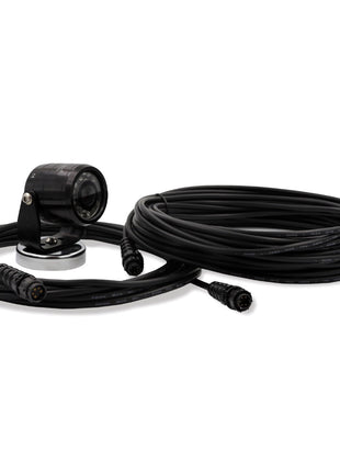 The AGCO KIT - AG-CK1P is a black surveillance camera that comes with a long coiled power cable featuring connectors at both ends. No additional current product description information is available.