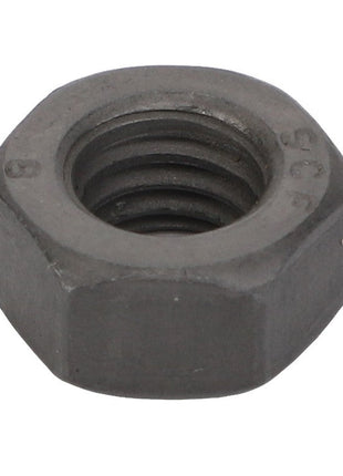 The AGCO | Hex Nut - Acw6063620 from AGCO is a durable hexagonal metal nut featuring a precisely threaded hole at its center, designed for securely fastening a bolt.