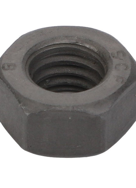 The AGCO | Hex Nut - Acw6063620 from AGCO is a durable hexagonal metal nut featuring a precisely threaded hole at its center, designed for securely fastening a bolt.