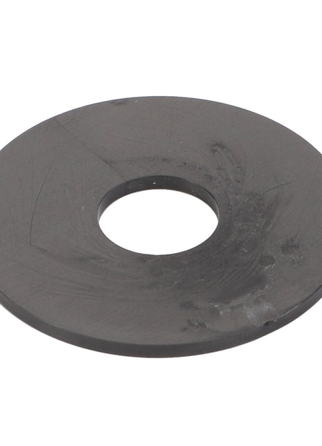 A flat, circular black washer with a central hole, viewed from above. This is the AGCO | RING - 0.010.4163.0 from the brand AGCO. For more details about this product, feel free to contact our support team.

