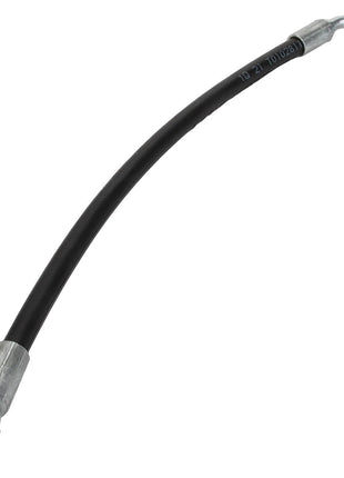 The AGCO Brake Hose - Acx2340460 features black flexible tubing at its center and metal connectors on both ends, designed for optimal performance.