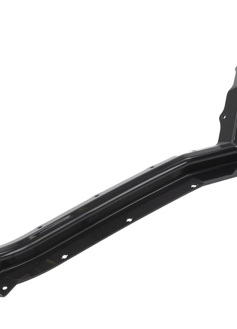 The AGCO Right Hand Shield - Acw121133A is a black metal part with multiple bolt holes, characterized by an elongated and angular shape, designed for precision assembly.