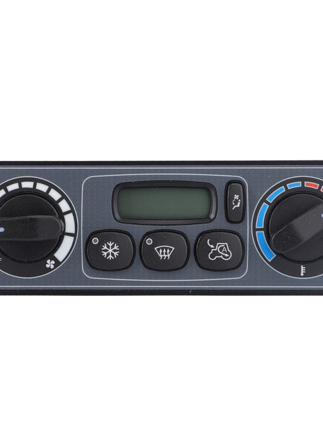 Introducing the AGCO | Control Box - Acw202316B, a high-quality control panel for your vehicle's air conditioning and heating system. This branded AGCO product features user-friendly dials for temperature adjustment, fan speed regulation, and mode selection. Additionally, it includes dedicated buttons for defrosting and recirculation functions. 