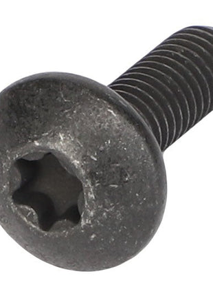 Close-up image of the AGCO | TORX HEAD SCREW - CH9X-2045, a black, metal screw with a rounded head and an internal star-shaped pattern. No current product description information is available.