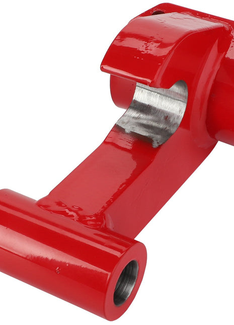 The AGCO ADAPTER (AL5220382) is a red-painted metal mechanical component featuring a cylindrical base and a curved, open-end top section. Currently, no detailed product description information is available.