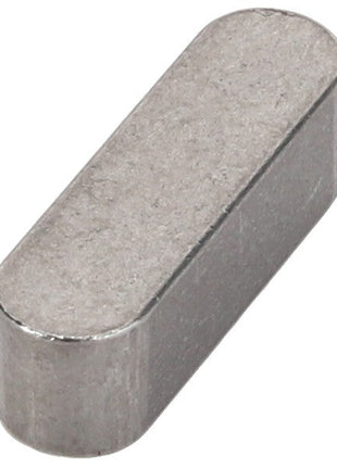 The AGCO | KEY - CG1121394800 is a rectangular, metallic key with rounded edges, designed for mechanical purposes such as locking or securing components in machinery.