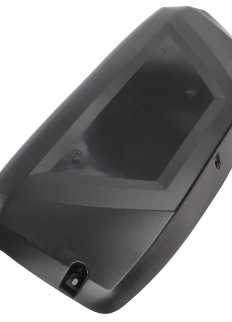 The AGCO Cover - Acp0297950 from brand AGCO is a black, angular plastic cover featuring multiple screws and a central rectangular indentation. Currently, there is no detailed product description available.