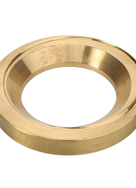 No current product description available for the AGCO Adjusting Washer - Acp0369090, a brass ring-shaped washer with a central hole used in mechanical applications, placed on a white background.