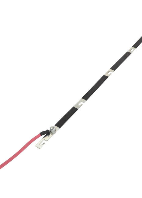 The AGCO | Bar - Acp0291630 from AGCO is a long, thin metallic strip featuring evenly spaced attachments and a pink insulated wire extending from one end. Currently, there is no additional product description available.